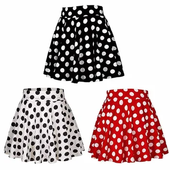 

Summer Mini Skater Skirt Runway Vintage Rockabilly Skirts Red Womens Sexy Pinup 50S 60S Cotton Polka Dot Pattern Skirts 2020