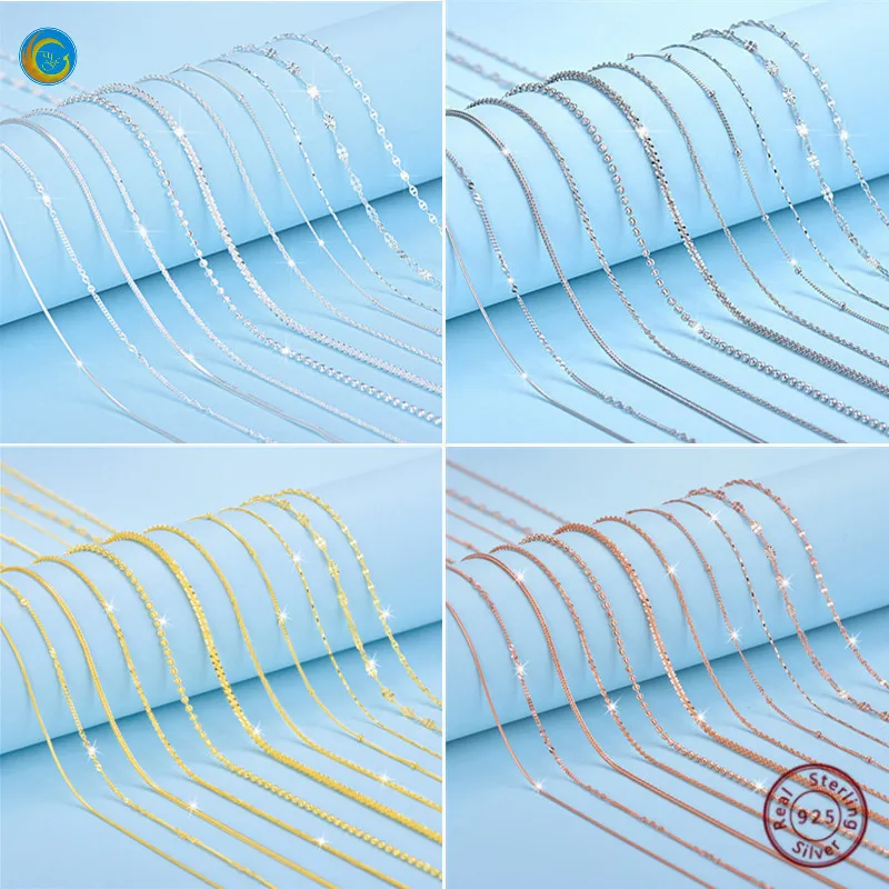 

10 modles 100% 925 sterling silver links rose gold silver gold white gold chain necklaces Wholesale YFL001A