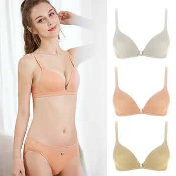 

Spring and summer new French triangle cup thin bra beautiful back seamless underwear ladies no steel ring bra sostenes de mujer