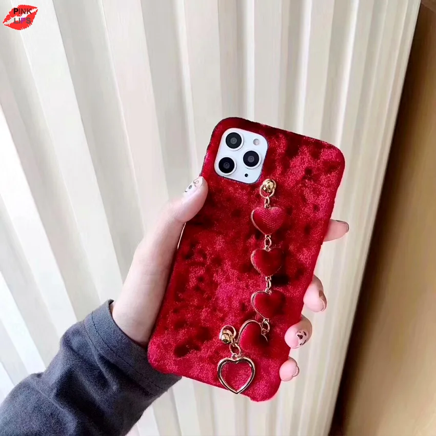 Fashion Corduroy Winter Phone Case For iphone 11 Pro Max XR XS Max X 7 8 6 6s Plus XR love heart bracelet Warm Back Cover (9)