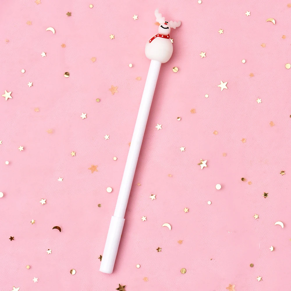Белый 1 шт. Kawaii гелевая ручка в стиле мультфильма Рождественская серия нейтральная ручка Креативные ученики черные чернила для ручки ручка школьные офисные принадлежности новое поступление - Цвет: Белый
