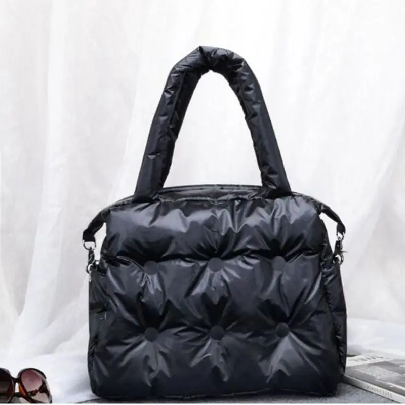 

2019 new Winter Single Shoulder Tote Women Space Pad Cotton Feather Down Bag Bucket Handbag sac a main carteira Bolsa Feminina