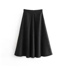 Bonjean женская элегантная клетчатая плиссированная юбка боковая молния Хаундстут до середины икры юбки офисная одежда ретро миди юбки