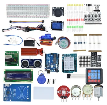 

Starter Kit for Arduino Uno R3 - Uno R3 Breadboard and holder Step Motor / Servo /1602 LCD / jumper Wire/ UNO R3