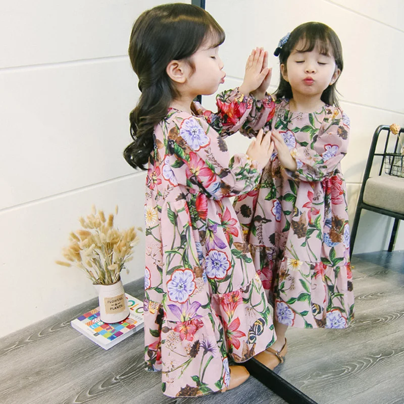 Sodawn/милые платья для маленьких девочек платье с длинными рукавами и цветочным рисунком пляжное праздничное платье принцессы для девочек, Осенняя детская одежда