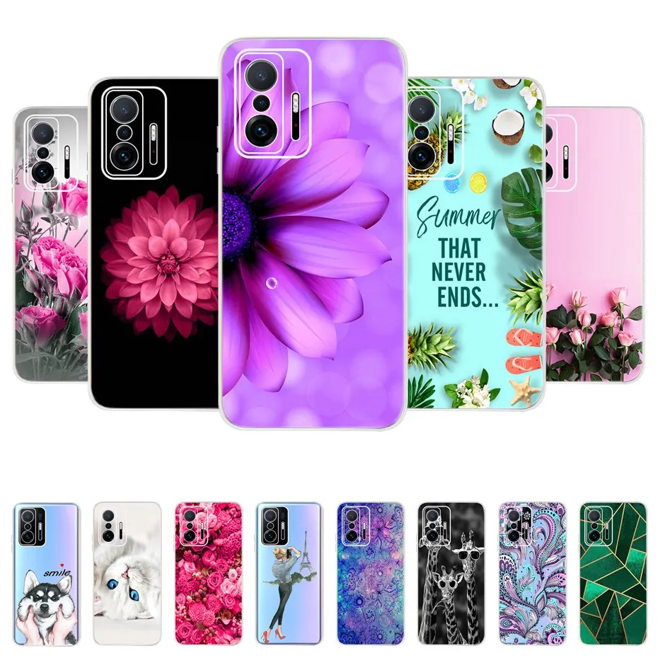 Custodia Per Telefono In Silicone Con Fiore Carino Per Xiaomi 11 T Mi 11 T Pro Custodia Trasparente In Tpu Cover Posteriore Morbida Per Xiaomi Mi11T 5