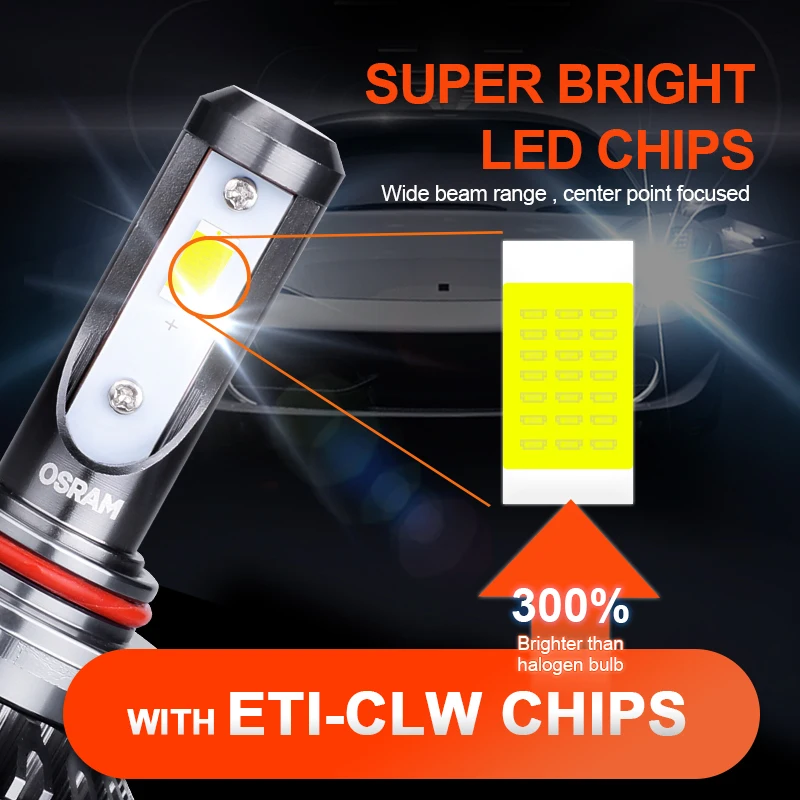 Светодиодные лампы OSRAM H7 автомобисветильник фары 9012 HIR2 HB2 H11 LED h4 12 в 6000K белые