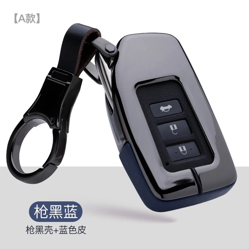 Кожаный чехол для автомобильных ключей из цинкового сплава для Lexus NX GS RX IS ES GX LX RC 200 250 350 LS 450H 300H чехол для ключей аксессуары для ключей - Название цвета: A-black blue