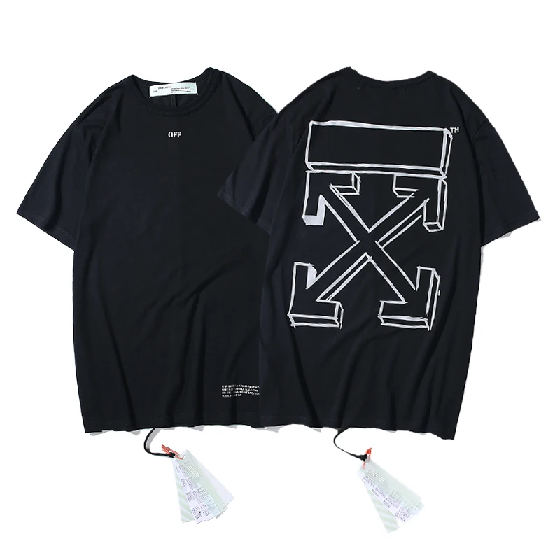 3D стрела 19ss Off-White OW для мужчин/женщин, унисекс, модные модели влюбленных пар, хлопковая Повседневная футболка с круглым вырезом и коротким рукавом