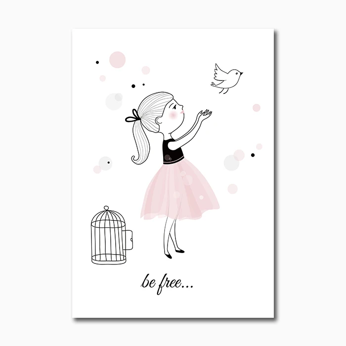 Pink-Cartoon-Girl-Canvas-Poster-Birds-Nursery-Wall-Art-Painting-Nordic-Posters-And-Prints-Wall-Pictures (9)