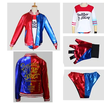 

New 2017 Harley Quinn Costume Batman Suicide Squad Outfit Full Set Movie Halloween Cosplay Costumes