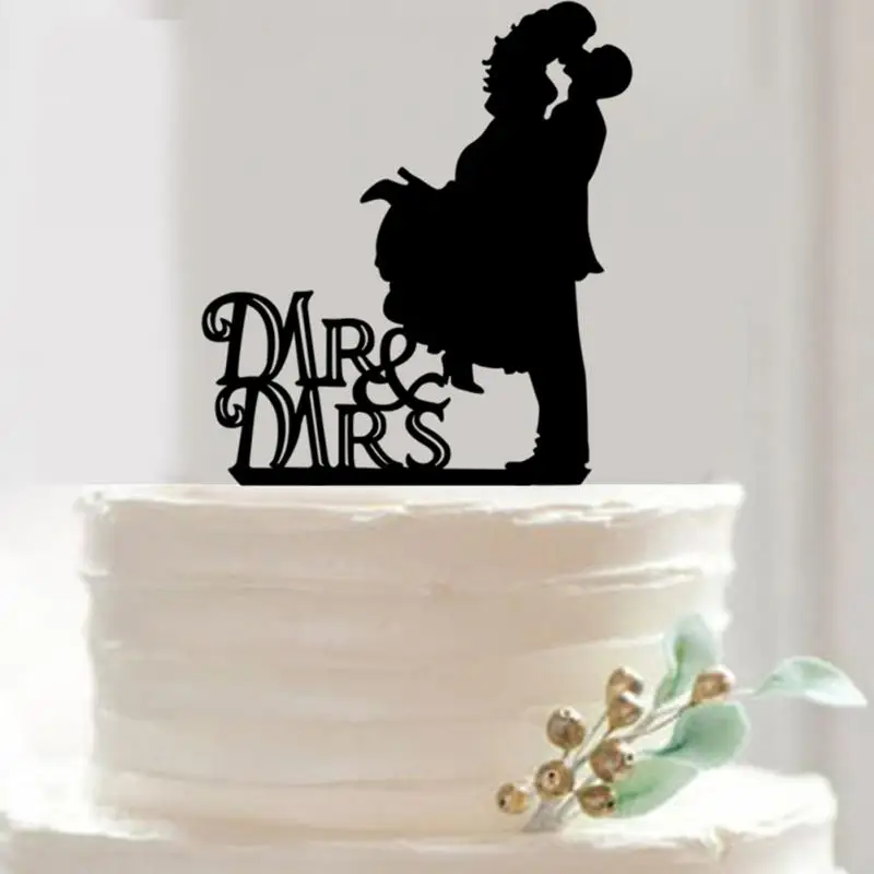 Горячие десертные карты Свадебный торт Топпер невесты жених Mr Mrs акрил черный персонализированные Торт Топперы Свадьба Вечерние поставки