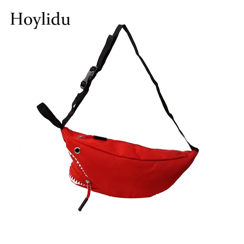 

New Fashion Women Waist Bag Cartoon Nylon Cartoon Shark Style Female Belt Bag Unisex Travel Casual Walking Belly Band Fanny Pack