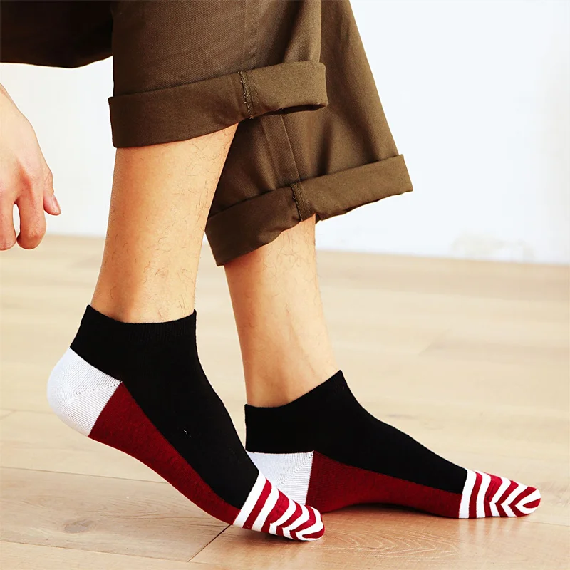 5 pairs Men Socks Male High Quality boat socks Cotton Shallow Mouth Fashion Personality breathable Multicolor Wholesale