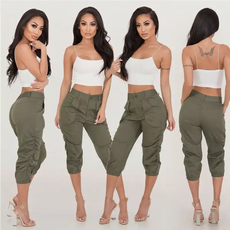 ladies cropped cargo trousers