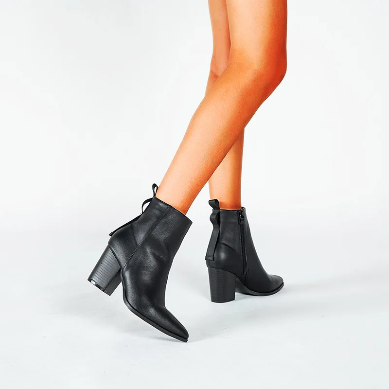 Г., осенне-зимние ковбойские ботильоны из искусственной кожи женские ботинки на высоком каблуке, без застежек, на не сужающемся книзу массивном каблуке, короткие женские ботинки