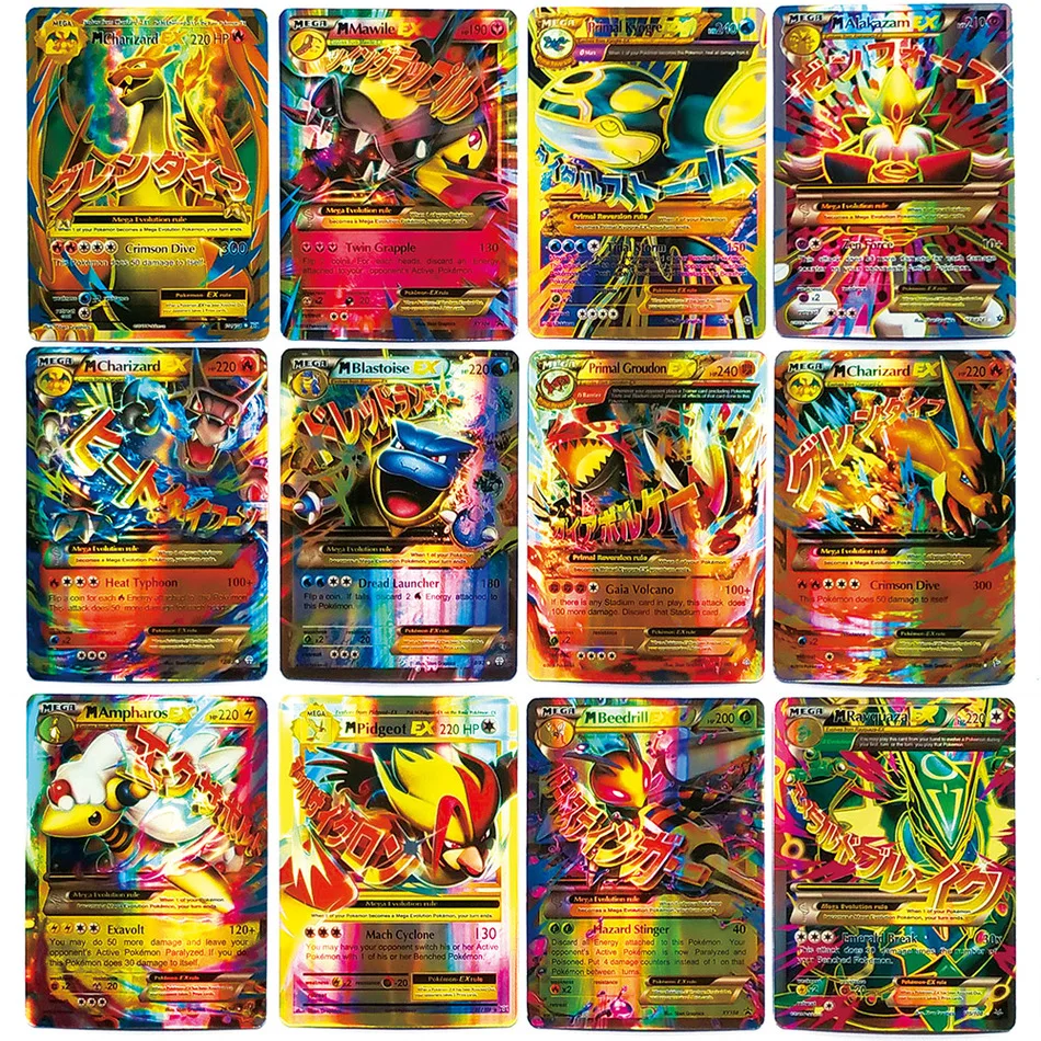 TAKARA Tomy GX EX энергетический тренажер, 100 шт., 60 шт., мега-игрушки для детей, блестящие карты покемон, игра для борьбы, флеш-карта