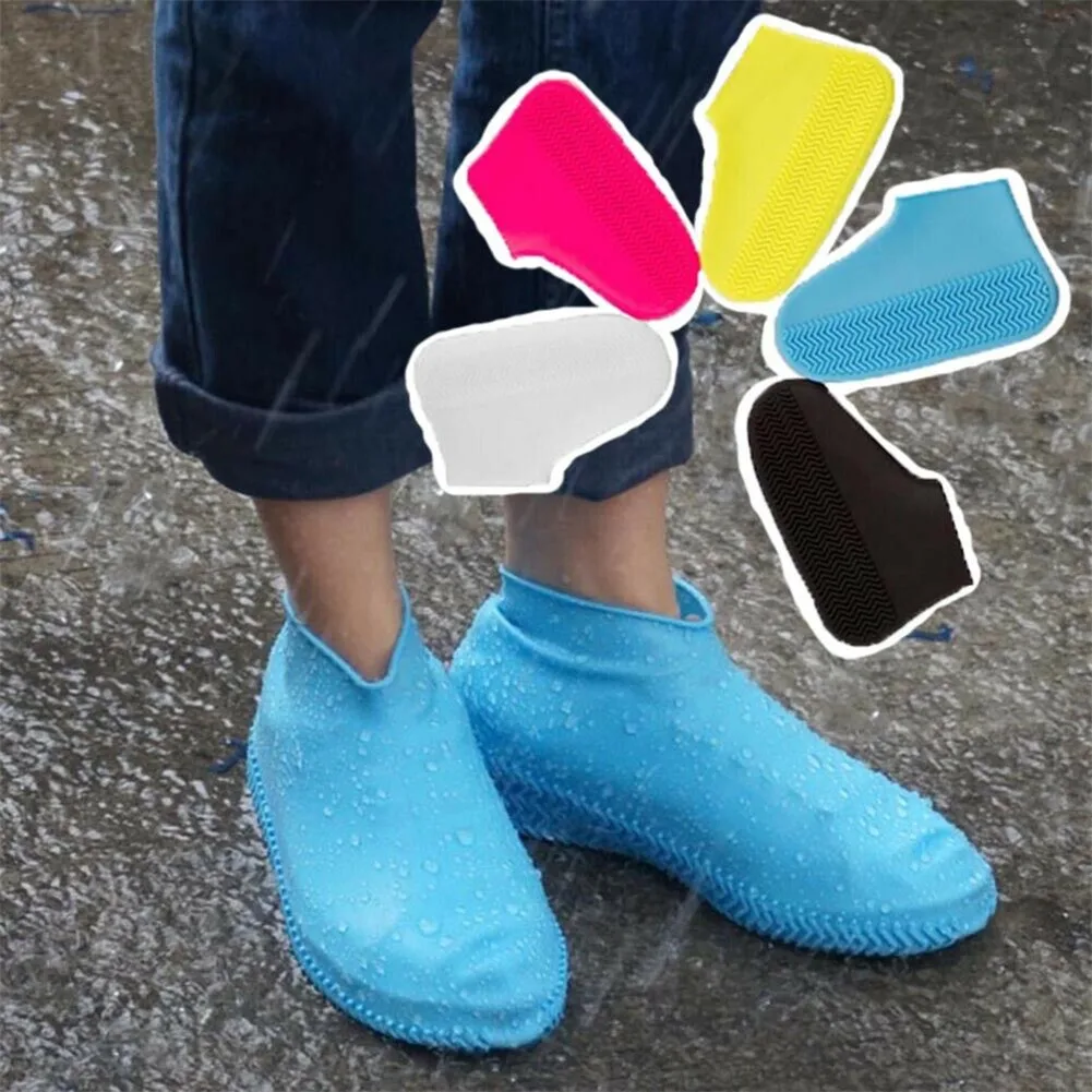 Waterproof Shoe Covers Cycling Rain Reusable Silicone Elastic Anti-Slip Protection for Outdoor C55K Sale