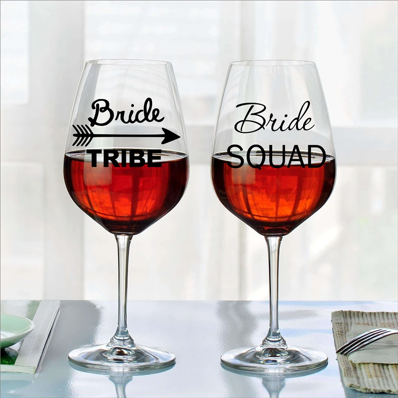 

Bride Tribe/Bride Squad Wedding Glass Vinyl Wall Sticker For Wedding Party Birthday Festivals Decal Waterproof Removable Sticker