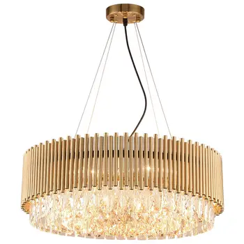 

Modern Gold Luxury Crystal Round Chandelier For Kitchen Living Room Lighting