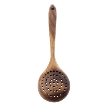 

Long Handled Strainer Spoon Wooden Skimmer Utensils Cooking Tools L4MF