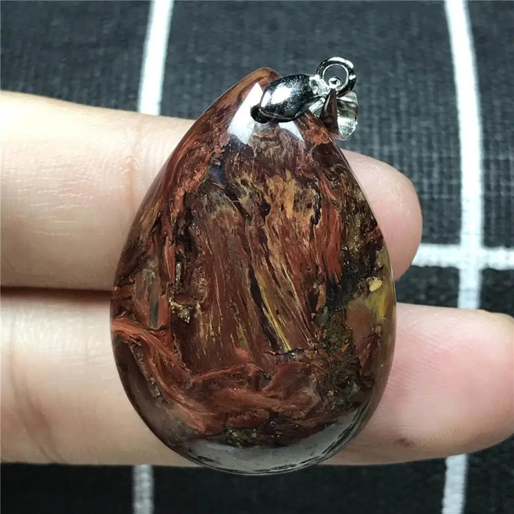 

Top Natural Red Pietersite Pendant For Woman Man Namibia Crystal 35x24x9mm Water Drop Beads Firework Effect Stone Jewelry AAAAA