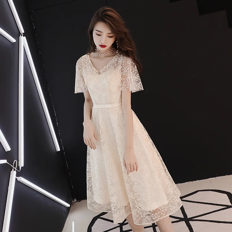 Плиссированное платье большого размера 3XL с сеткой Cheongsam элегантное облегающее ТРАПЕЦИЕВИДНОЕ женское вечернее платье с бабочкой с коротким рукавом цвета шампанского Qipao Vestidos