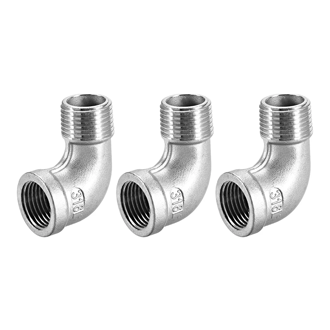 Rosca Macho em Encaixe de Tubulação Fundido 90 Graus 316 Bspt x Bspt Aço Inoxidável Uxcell3 Peças de