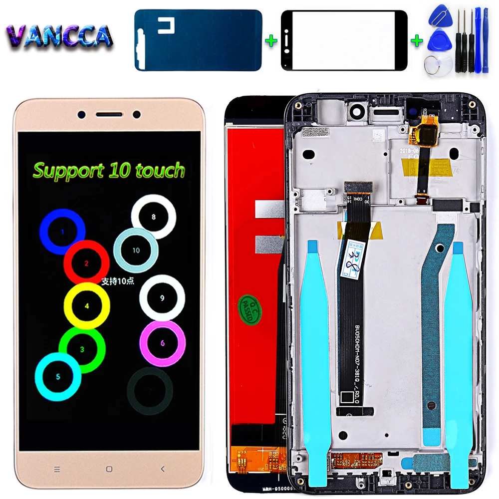 Vancca brand For Xiaomi Redmi 4X LCD Display 5.0 inch 1280*720 Digitizer Assembly Frame Touch Screen with 10 MultiTouch Function | Мобильные