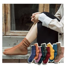 Однотонные женские теплые носки Harajuku цветные забавные Женские носочки 100 хлопок 1 пара Kawaii размер 35-39 корейский