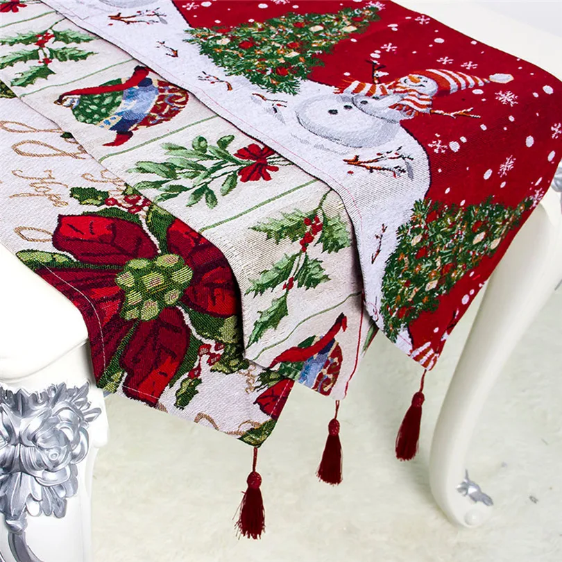 

Christmas tablecloth flag Creative Christmas Cloth Polyester Cotton Printed Table Flag Table Decorations скатерть #4AU23