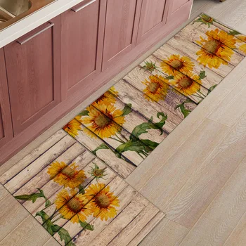 

2Pcs/Set Sunflower Rustic Long Kitchen Mat Bath Carpet Floor Mat Home Entrance Doormat Bedroom Living Room Floor Mats Rug