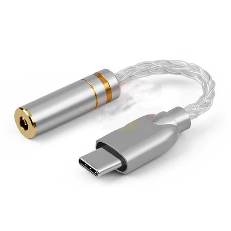 Hifi Type C Mini Jack 3 5mm Headphone Adapter Silver Headphone Cable o Connectors 3 5mm Female USB C Converter