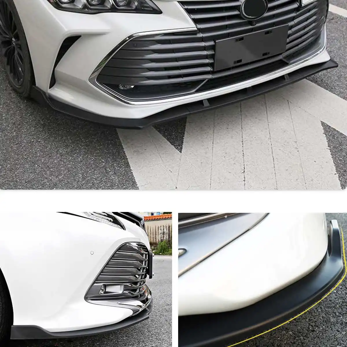 Autoleader Черный ABS передний карбоновый волокно Стиль Бампер для губ накладка покрышка бампер для губ 3 шт./компл. для Toyota Camry