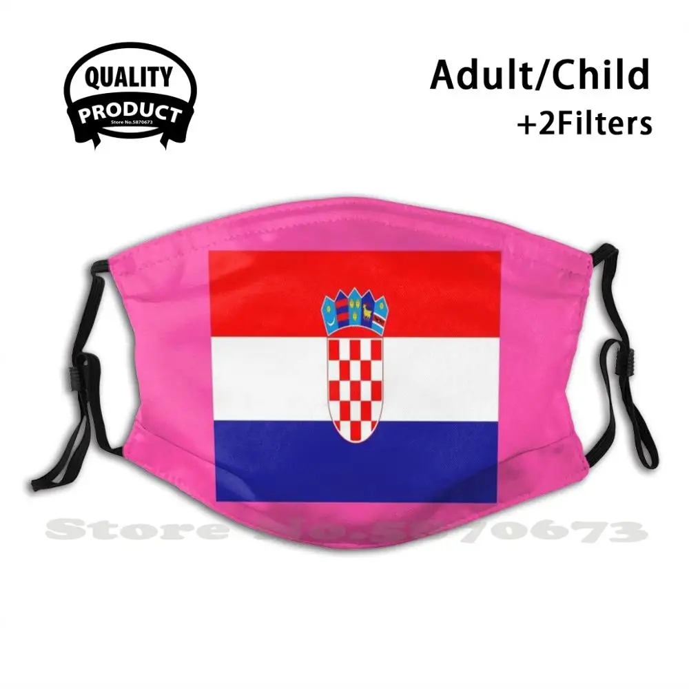

Croatia Pink Fashion Mouth Masks Filter Adult Kids Face Mask Aline Top Shower Flag Flags World Country Countries Europe Asia
