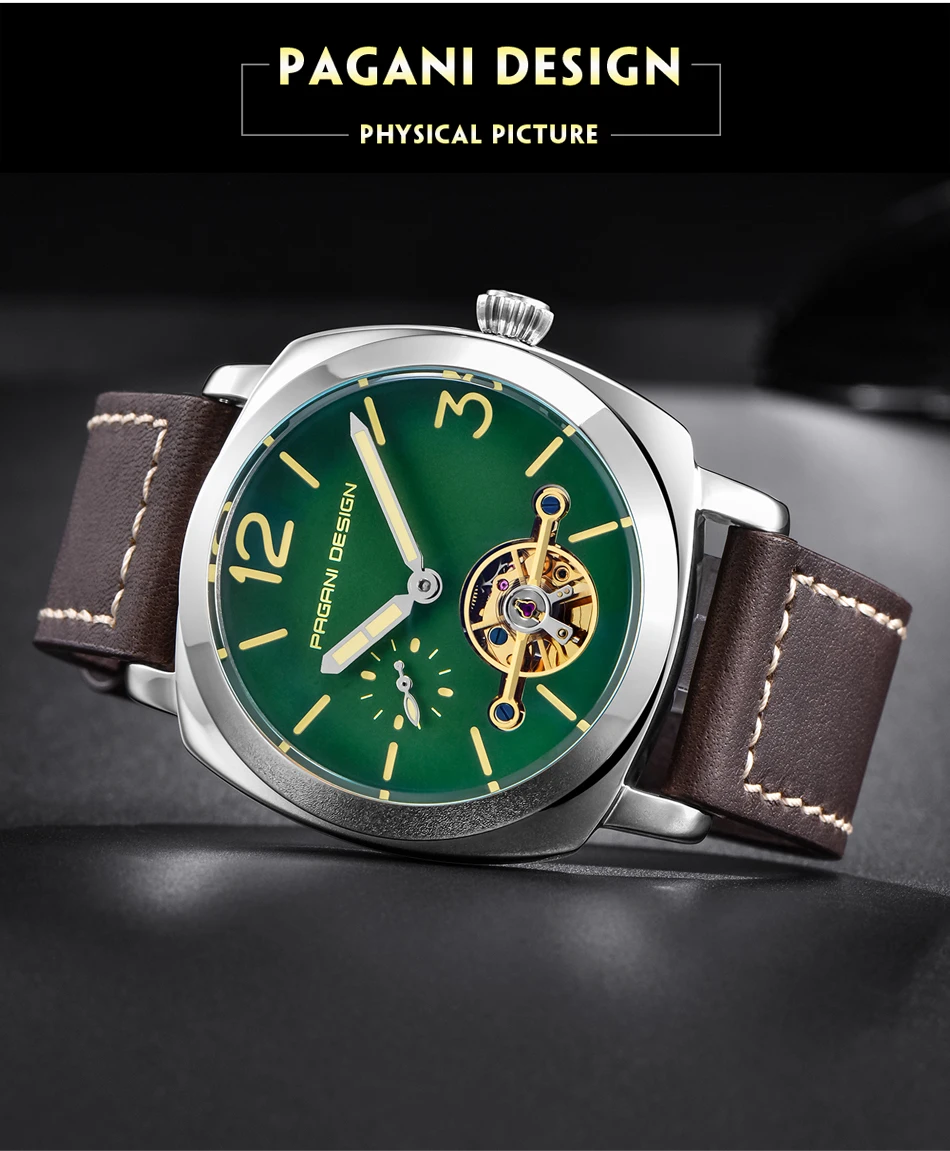PAGANI Дизайн Роскошные Лидирующий бренд Мужские автоматические механические часы Высокое качество кожа военные водонепроницаемые часы Relogio Masculino