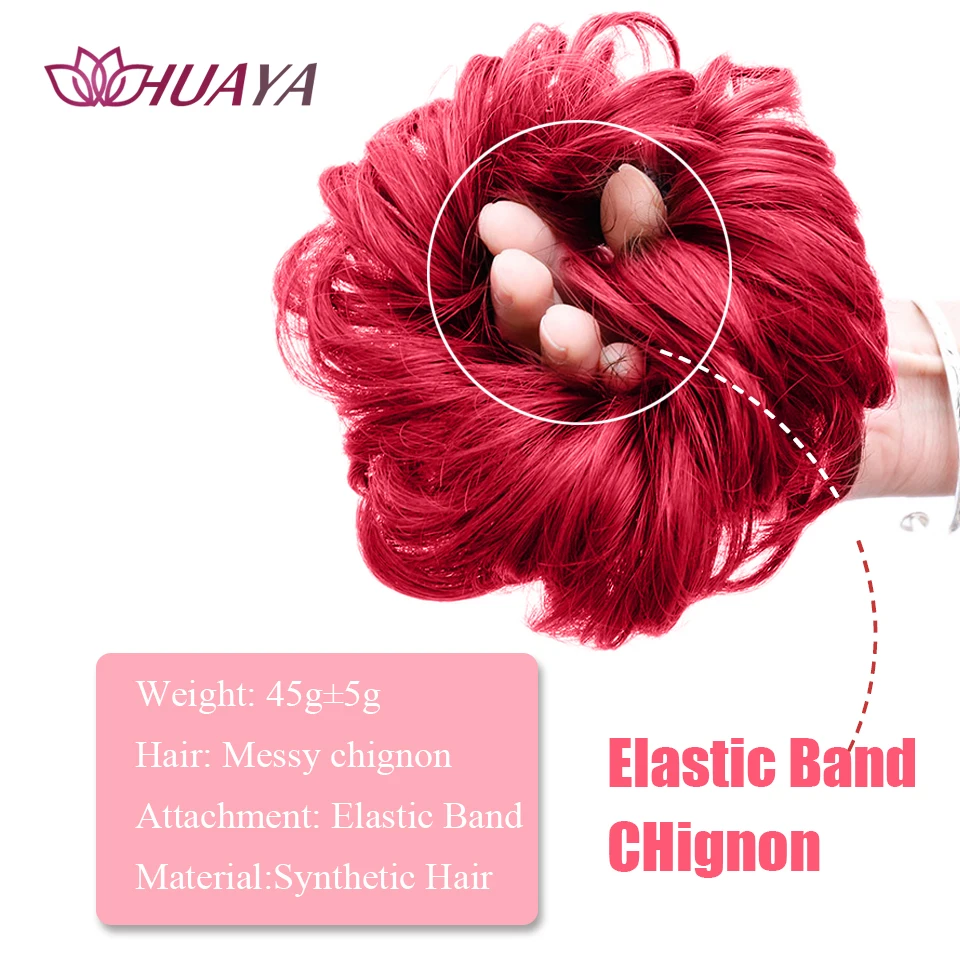 HUAYA  Synthetic Curly Donut Chignon Hairpieces Elastic Updo Chignon Fluffy Messy Scrunchies Hair Bun For Women