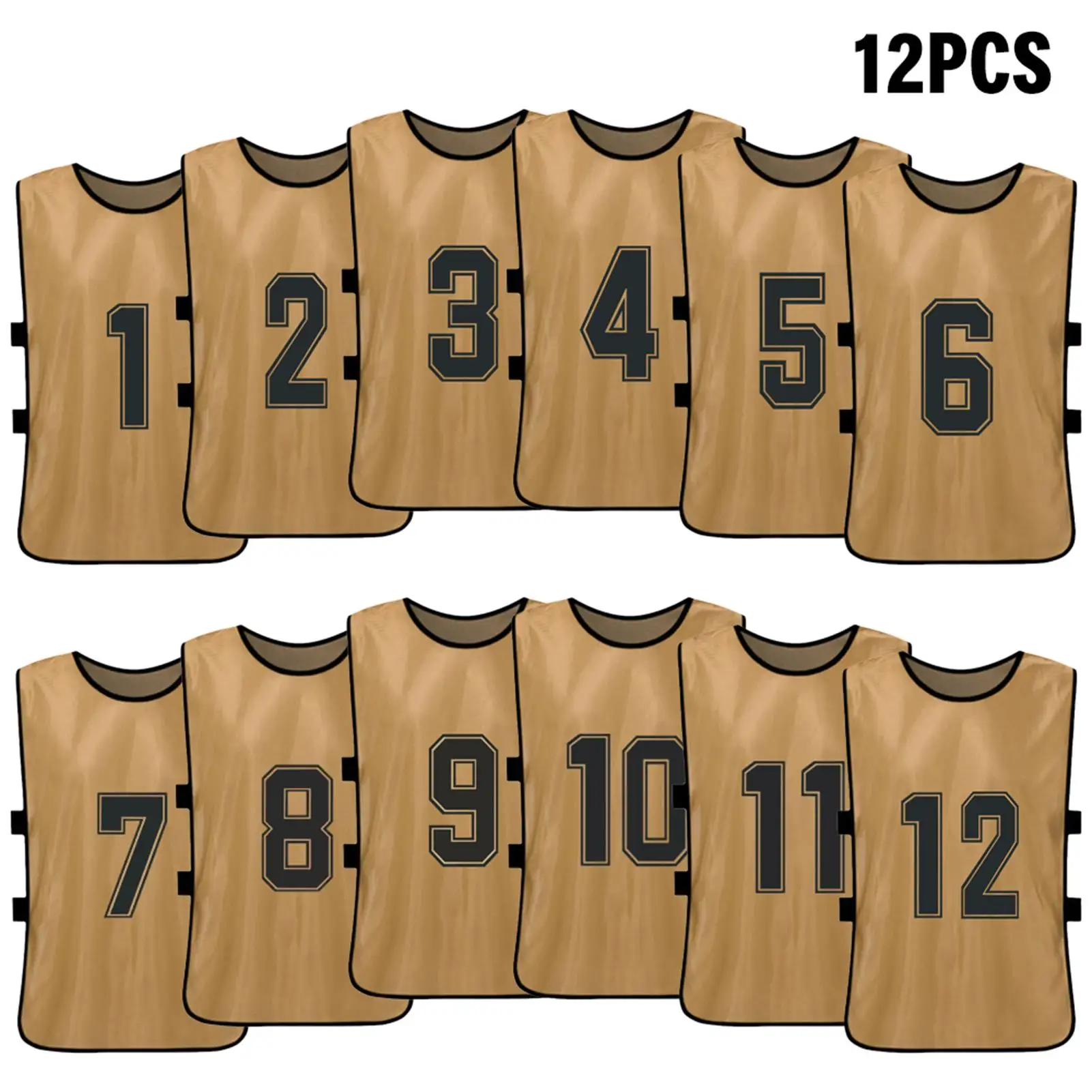 thumbnail image 1 of 6/12 piezas de pecheras de fútbol para adultos, de secado rápido, para equipos de fútbol, para entrenamiento de equipos deportivos, con numeración, para practicar deportes, 1 of 5