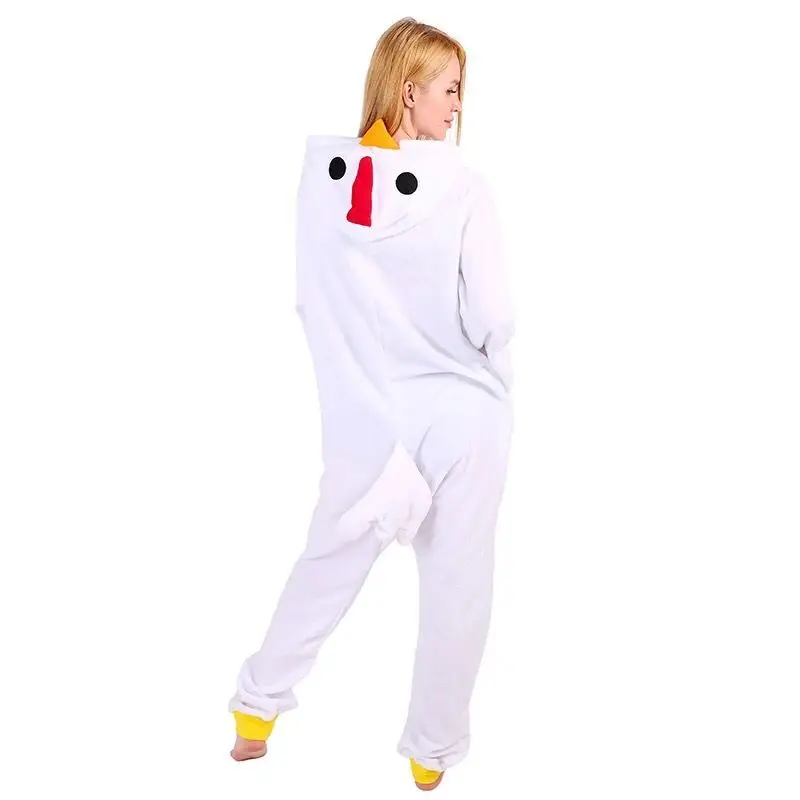 HKSNG Animal Adult Kigurumi White Chicken Onesies Cartoon Family Party Rooster Cock Pajamas Cosplay Costumes Sleepwear