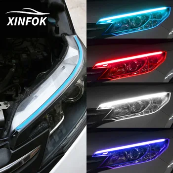 

2 PCS LED Car DRL Daytime Running Lights Strips DC 12V 30 45 60cm RGB Colorful White Yellow Waterproof Turn Signals