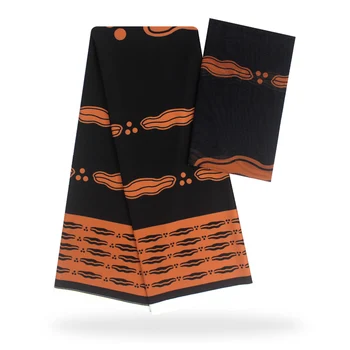 

African chiffon silk fabric hot selling digital printed silk wax fabrics with chiffon lace for dress 4+2yards