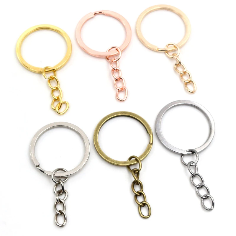 20 pcs/lot Key Ring Key Chain 6 Colors Plated 50mm Long Round Split  Keychain Keyrings Wholesale