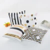 Gold Bronzing Simple Geometry Cushion Cover Nordic Black White Gold Pillowcase Sofa Couch Bed Livingroom Decorative Throw Pillow 6