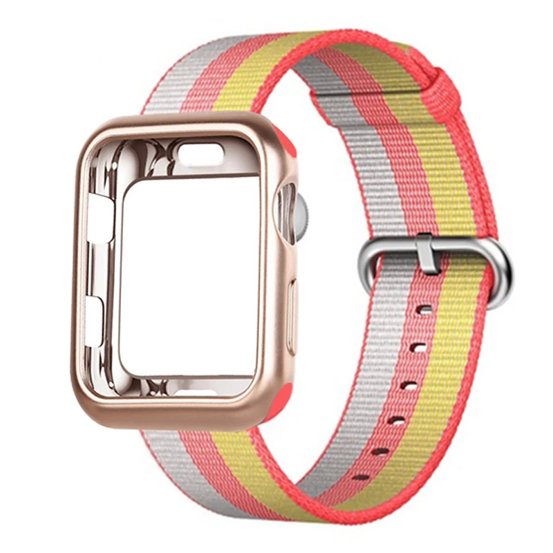 Чехол+ ремешок для apple watch band тканый нейлон apple watch 4 band 44 мм/40 мм iwatch 3 band 42 мм/38 мм correa ремень браслет аксессуар