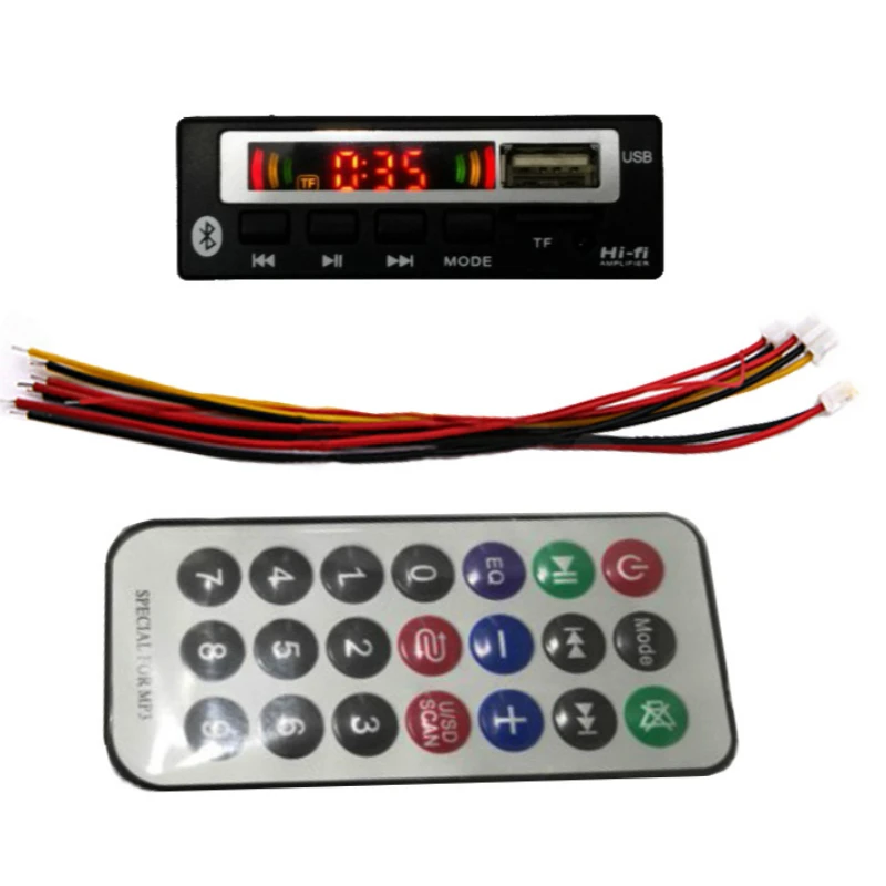 Wireless Bluetooth-compatible 5.0 MP3 WMA/WAV decoder board color screen car audio player FM template support TF | Электроника