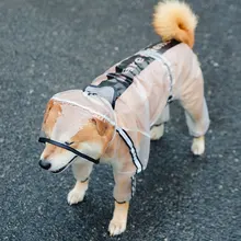 Upgraded Dog Raincoat Four legged Waterproof All-inclusive Teddy Pet Clothes Small and Medium sized Large Dog Transparent Reflec