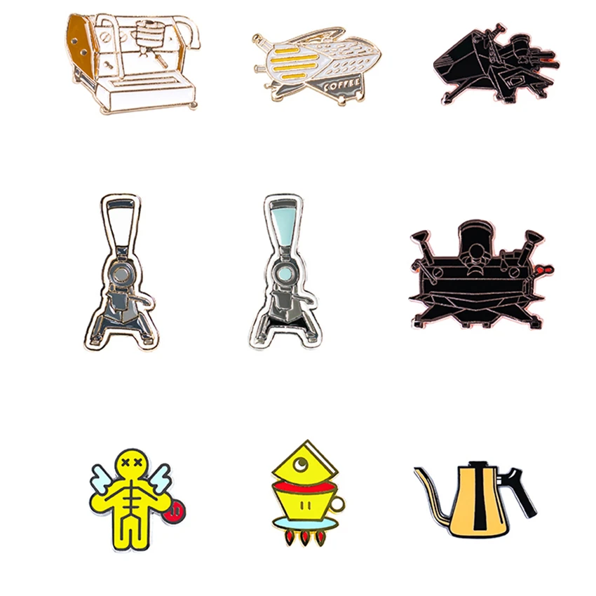 

Espresso Barista Coffee Brooch Mini Metal Retro Broochess Beautiful Badge Cafe Gift Coffee Birthday Prerent Competition Souvenir