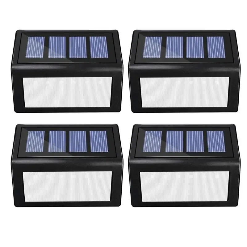 6LED солнечный светильник для лестниц, водонепроницаемый уличный светильник, уличный светильник, уличный садовый настенный светильник, хорошая защита от землетрясений и ударов - Испускаемый цвет: 4pcs-6led
