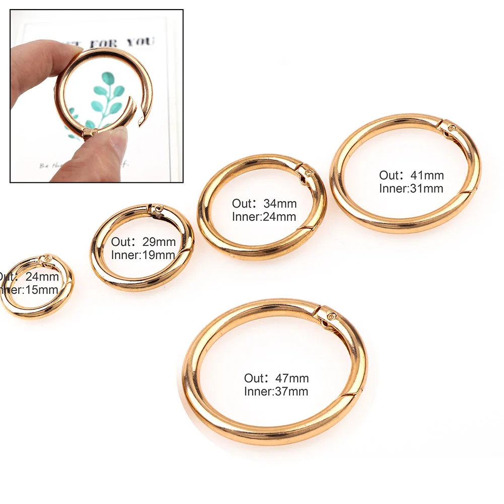 

5pieces Gold Circle Round Carabiner Camping Spring Snap Clip Hook Keychain Camping Climbing Hiking Outdoor 3Colors
