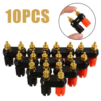 

10Pcs/lot Banana Jack Plug Couple Terminal Red Black Dual 2-way Banana Connector Speaker Amplifier Terminal Binding Post